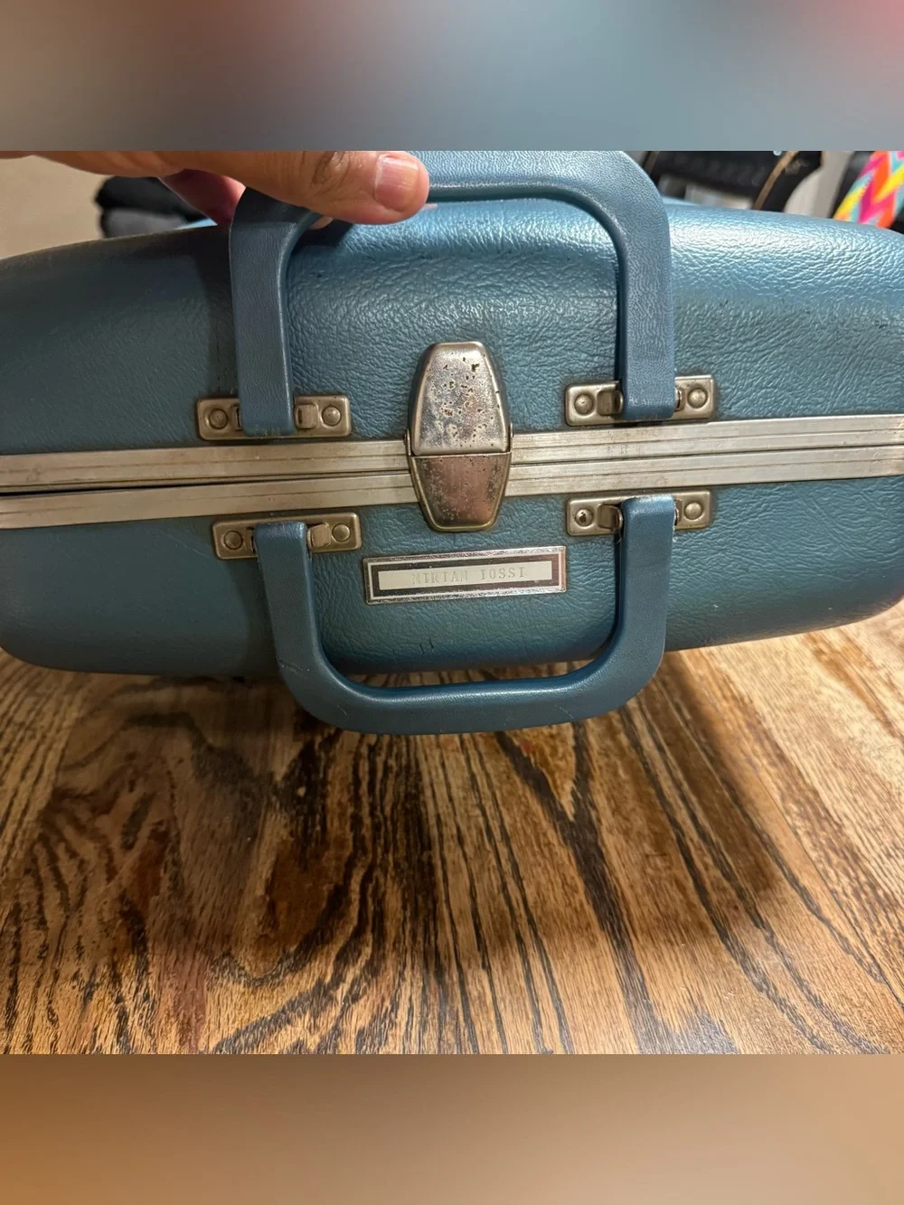Vintage Hard Clam Shell Carrying Case Blue Bowling Ball Bag
